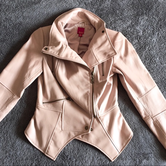 NEW Blush Pink Leather Jacket GILI - Picture 6 of 16